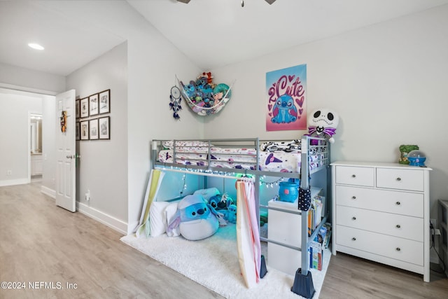 bedroom featuring light hardwood / wood-style floors