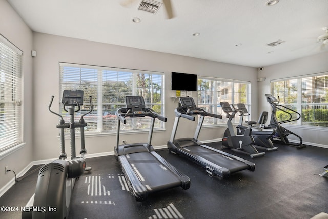 gym with a wealth of natural light