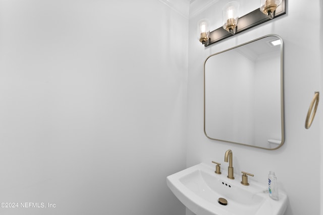 bathroom with sink and crown molding