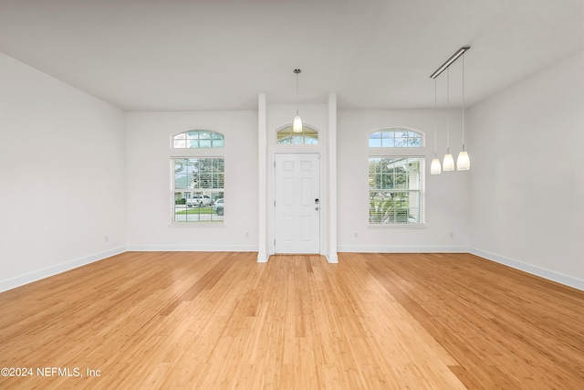 interior space with light hardwood / wood-style floors