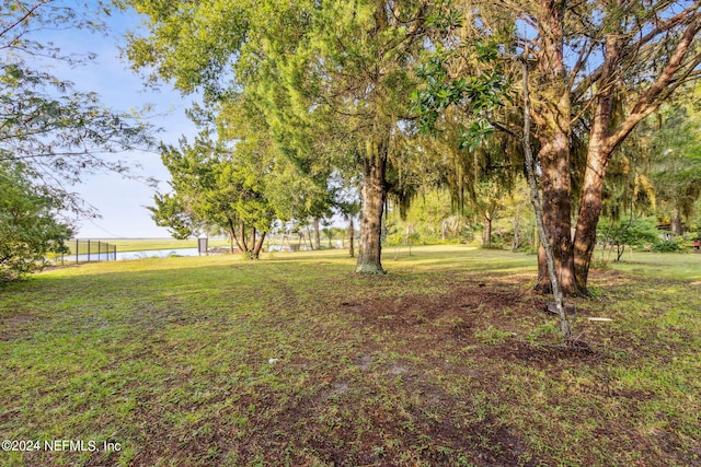 view of yard featuring a water view