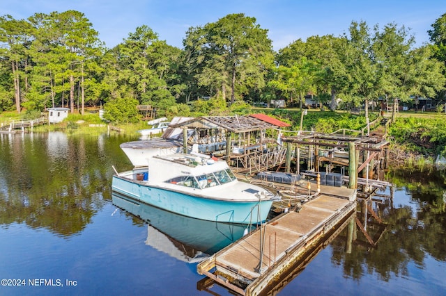 view of dock featuring a water view