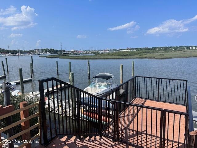 view of dock featuring a water view