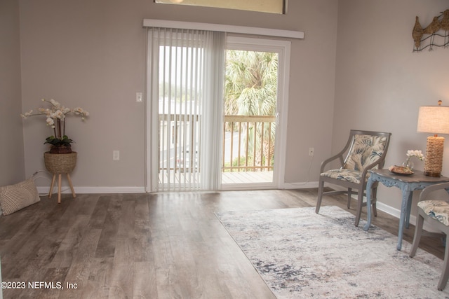 sitting room featuring hardwood / wood-style floors