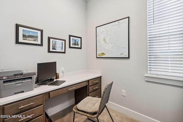 view of carpeted office space