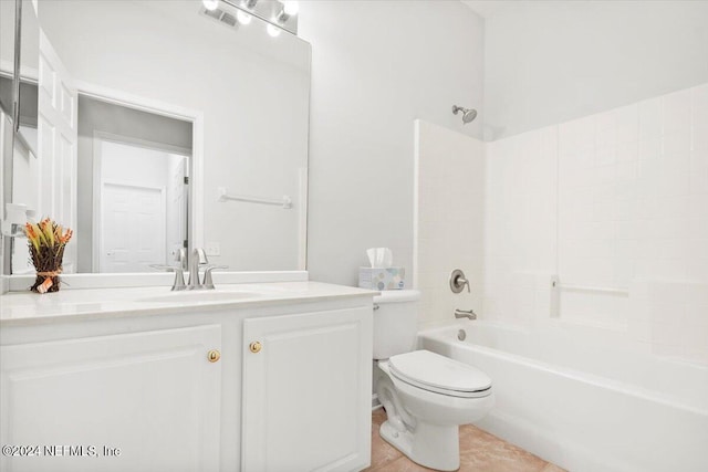 full bathroom with washtub / shower combination, vanity, and toilet