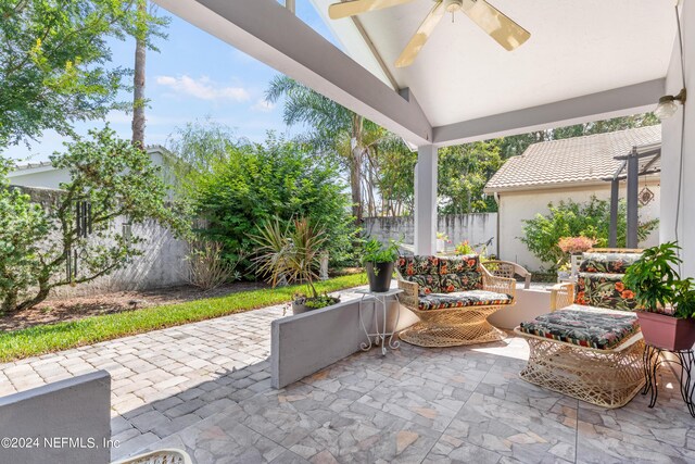 view of patio with ceiling fan