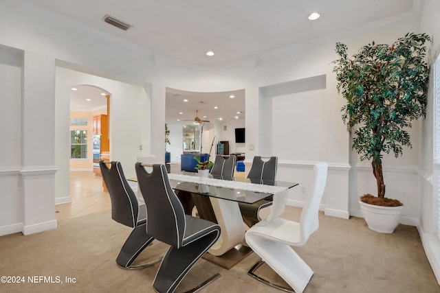 view of carpeted dining space