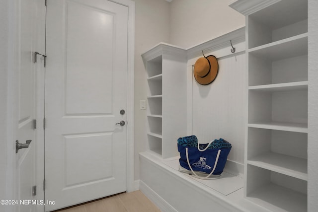 mudroom featuring light hardwood / wood-style flooring