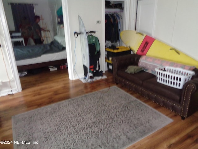 living room with hardwood / wood-style floors