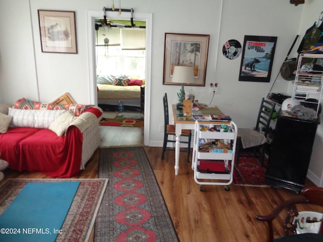 living room with wood-type flooring