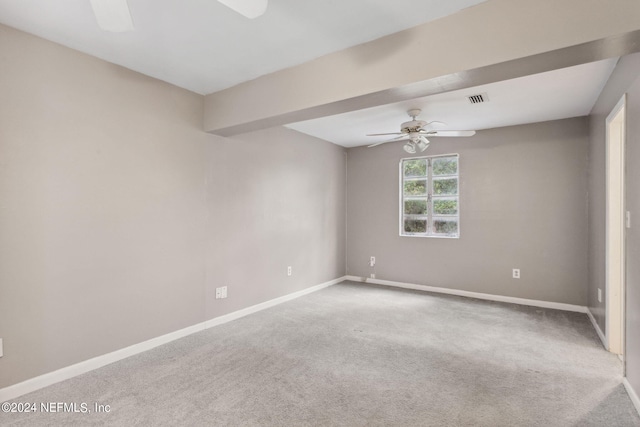 6124 Sudbury Ave S, Jacksonville, FL 32210 - carpeted empty room featuring baseboards, visible vents, and a ceiling fan
