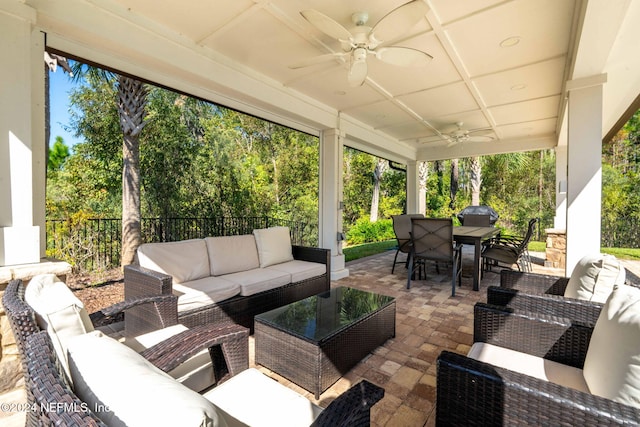 view of patio / terrace featuring an outdoor living space