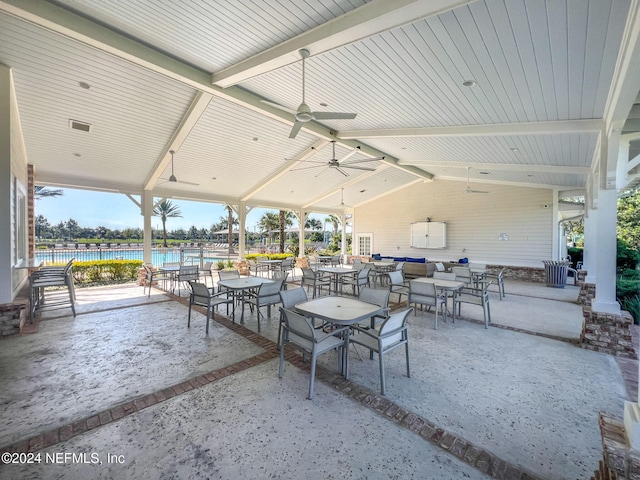 view of patio with ceiling fan