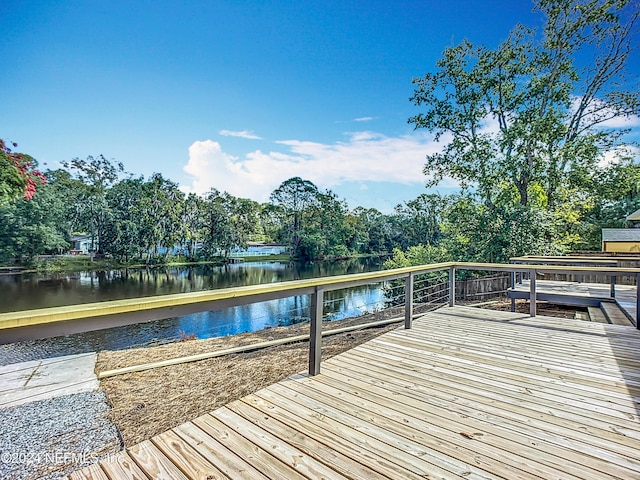 view of dock featuring a water view