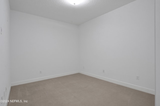 unfurnished room featuring light carpet and a textured ceiling