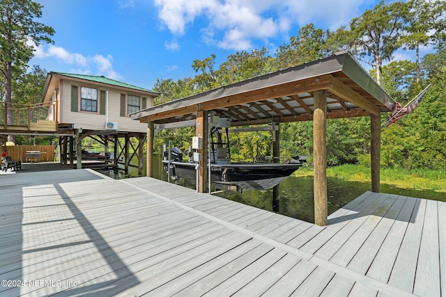 view of dock featuring boat lift