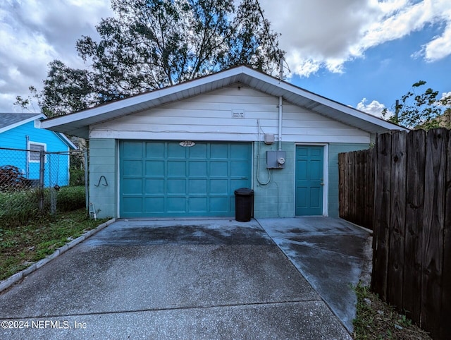 garage with wooden walls