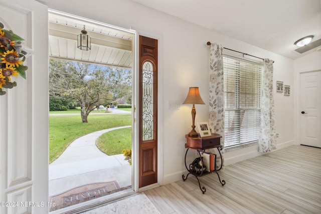 entryway featuring light wood-type flooring and plenty of natural light