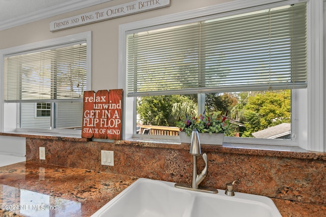 details with ornamental molding and sink