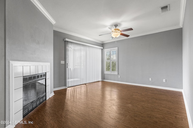 1800 The Greens Way Unit 1206, Jacksonville Beach, FL 32250 - unfurnished living room with visible vents, a ceiling fan, baseboards, and dark wood-style floors
