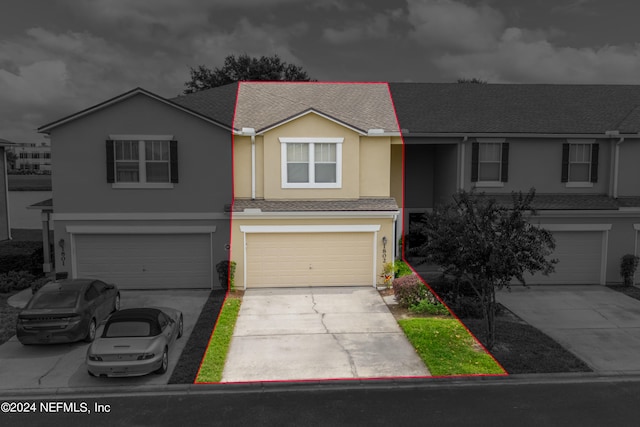 view of front of house with a garage