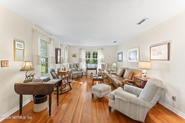 living room with hardwood / wood-style floors