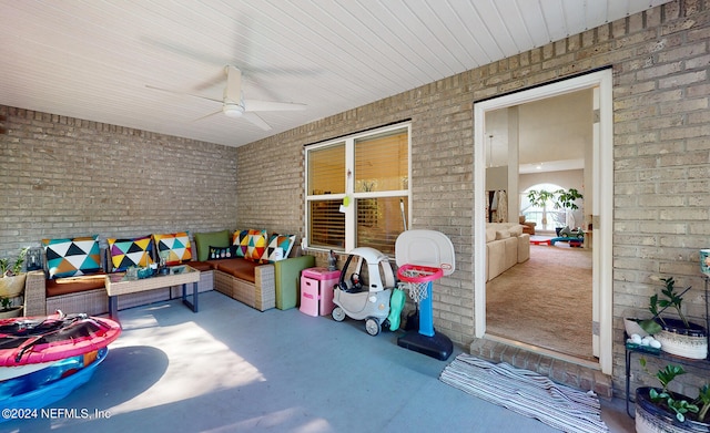 view of patio with ceiling fan