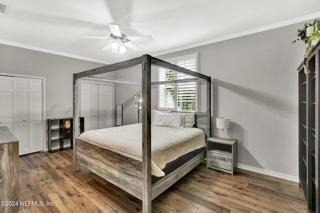 3565 Red Cloud Trl, Saint Augustine, FL 32086 - bedroom with visible vents, baseboards, wood finished floors, and crown molding