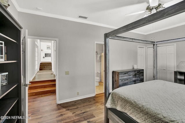 3565 Red Cloud Trl, Saint Augustine, FL 32086 - bedroom with visible vents, baseboards, wood finished floors, and crown molding