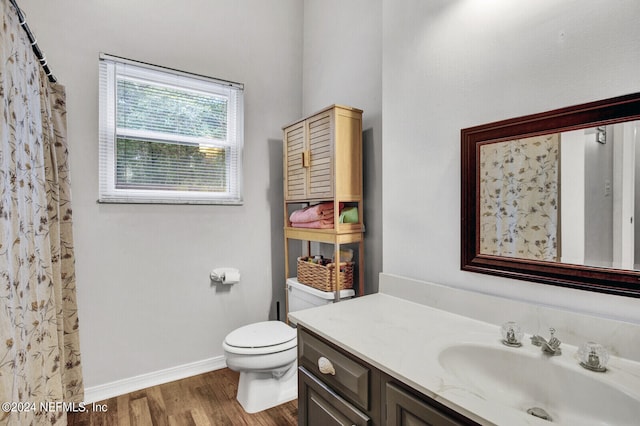 3565 Red Cloud Trl, Saint Augustine, FL 32086 - full bath featuring wood finished floors, toilet, vanity, a shower with curtain, and baseboards