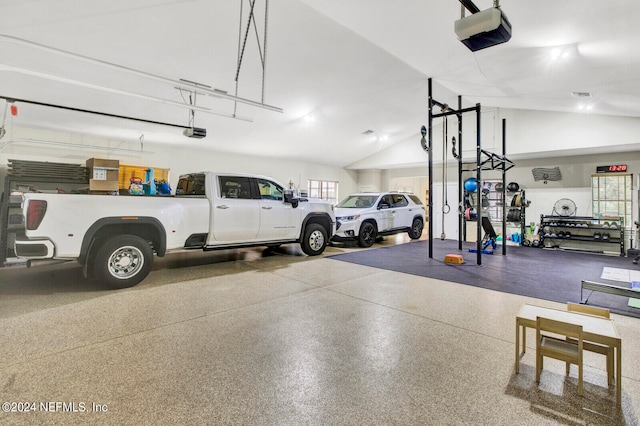 garage with a garage door opener