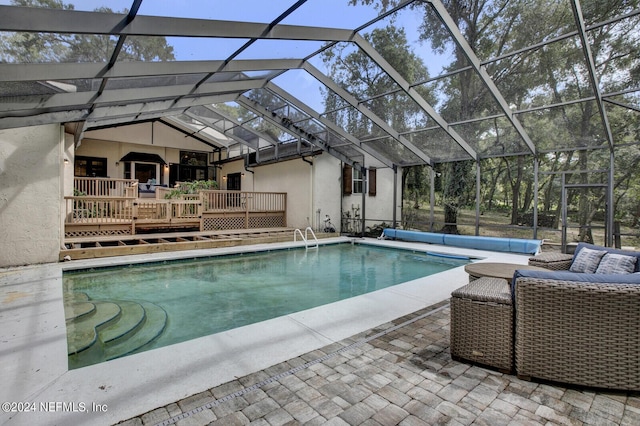 3565 Red Cloud Trl, Saint Augustine, FL 32086 - view of pool featuring glass enclosure, a patio, and a covered pool