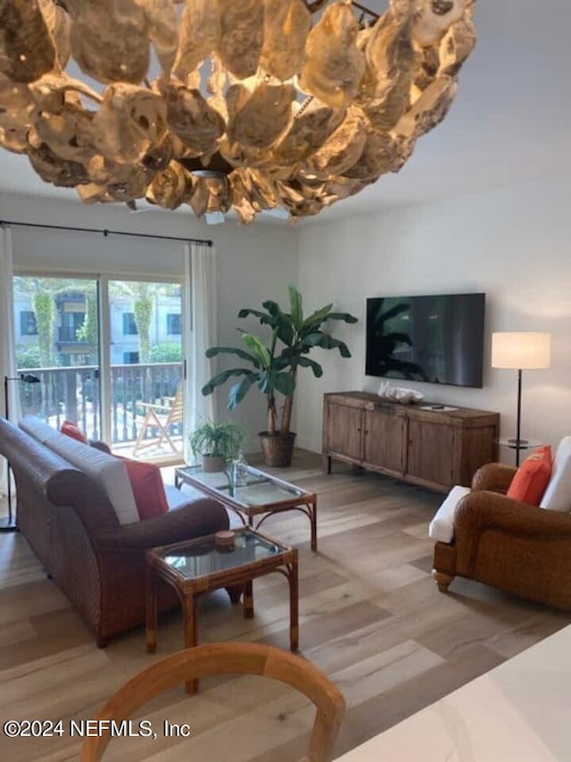 living room with light wood-type flooring