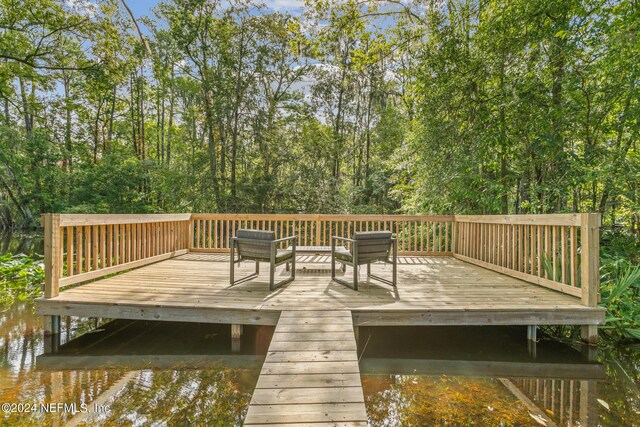 deck with a water view