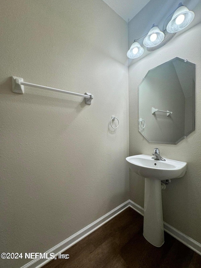 bathroom featuring wood-type flooring