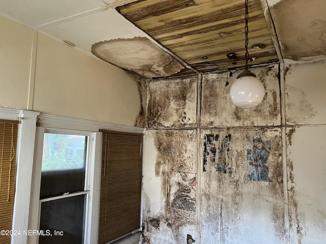 interior space with wood ceiling