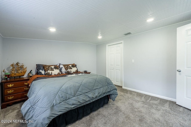 bedroom featuring a closet and carpet