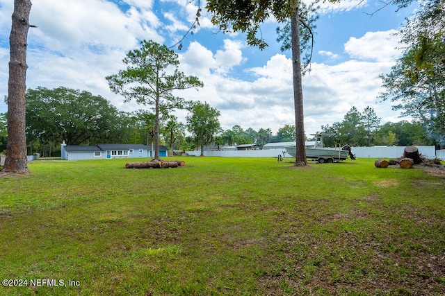 view of yard with a water view