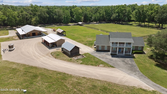 aerial view featuring a rural view