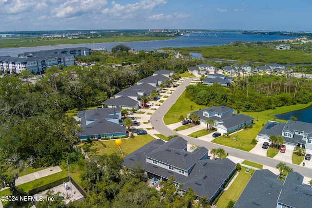 bird's eye view featuring a water view