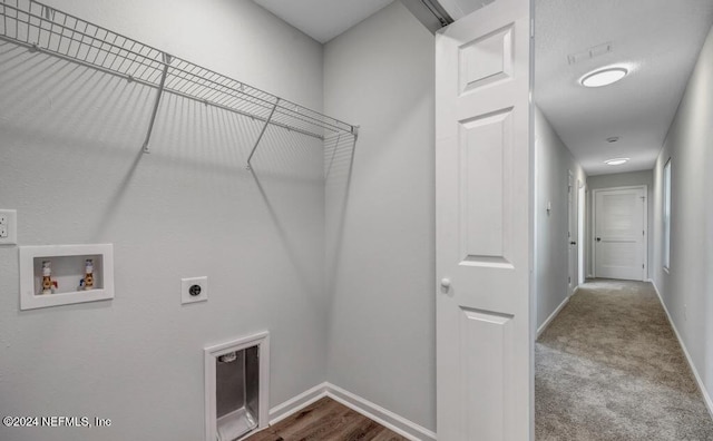 washroom with carpet floors, washer hookup, and electric dryer hookup