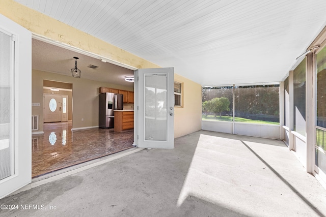 view of unfurnished sunroom