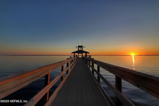 dock area with a water view