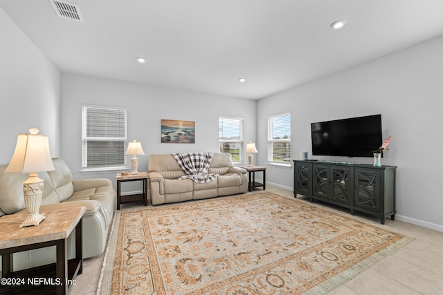 view of tiled living room