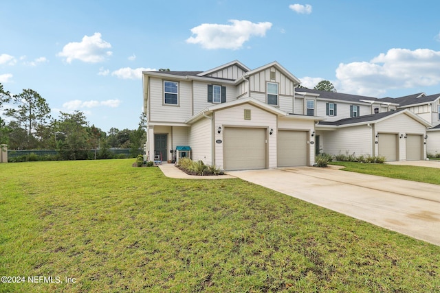 view of front of property with a front lawn