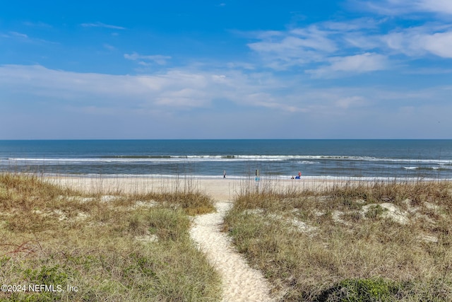 view of water feature featuring a beach view