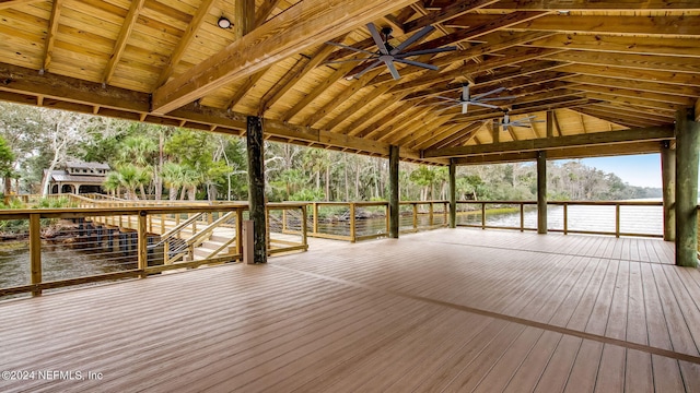 354 River Breeze Dr Lot 3, Ponte Vedra, FL 32081 - wooden deck with a water view and ceiling fan