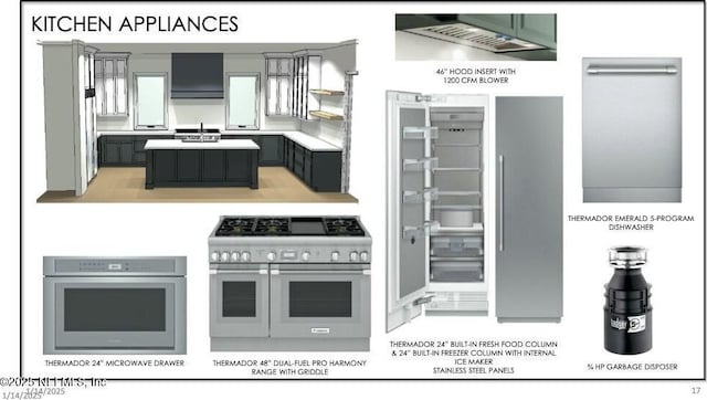 kitchen with appliances with stainless steel finishes and gray cabinetry