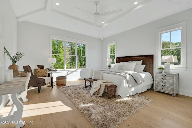 354 River Breeze Dr Lot 3, Ponte Vedra, FL 32081 - bedroom featuring ceiling fan, baseboards, light wood finished floors, and recessed lighting